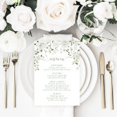 White Rose Peony Flower & Greenery Wedding Menu 出欠カード