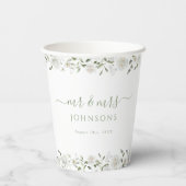 White Rose Peony Flower Wedding Paper Cups 紙コップ (裏面)