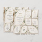 White Rose Sage Green Wedding Invitation 招待状 (正面/裏面)