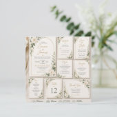 White Rose Sage Green Wedding Invitation 招待状 (スタンド正面)