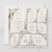 White Rose Sage Green Wedding Invitation 招待状 (裏面)