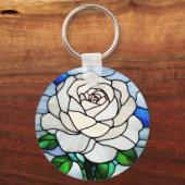 White Rose Stained Glass キーホルダー (正面)
