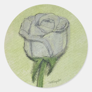 White Rose Sticker hand drawn original artwork. ラウンドシール