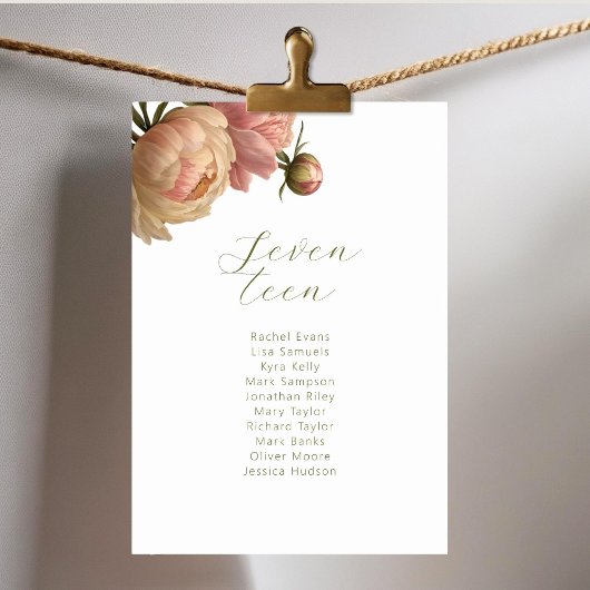 White | Rose Wedding Table Number Seating Card テーブルナンバー