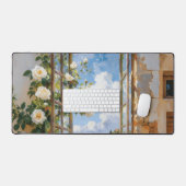 White Rose Window Desk Mat デスクマット (キーボード&マウス)