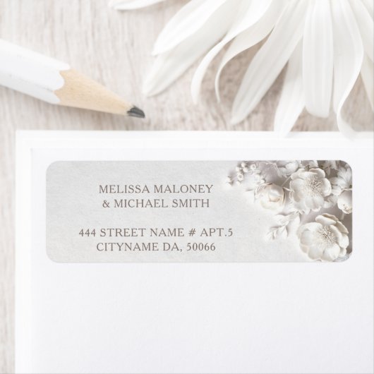 White Roses 3D Flowers |  Wedding ラベル (インサイチュ)