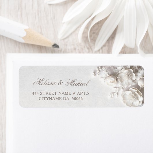 White Roses 3D Flowers |  Wedding ラベル (インサイチュ)