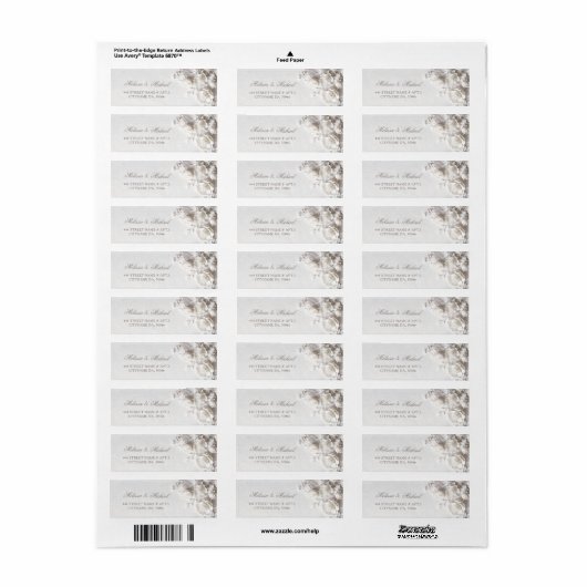 White Roses 3D Flowers |  Wedding ラベル (フルシート)