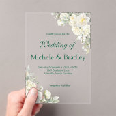 White Roses Acrylic Wedding Invitation アクリル招待状 (インサイチュ (ポータブル))