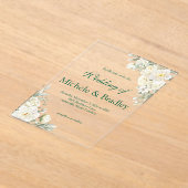White Roses Acrylic Wedding Invitation アクリル招待状 (レイダウン)