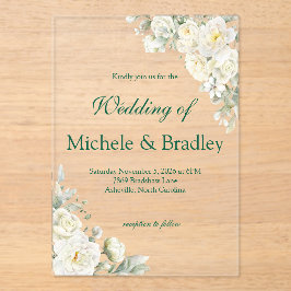 White Roses Acrylic Wedding Invitation アクリル招待状