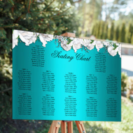 White Roses and Aqua Floral Wedding ポスター