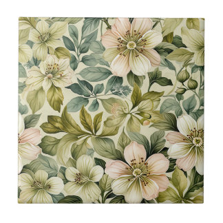 White Roses and Sage Seamless タイル