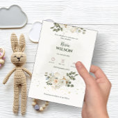 White Roses Baby Announcement 招待状