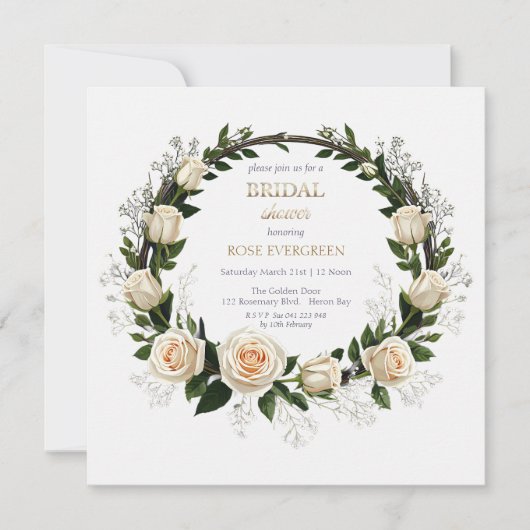 White Roses & Baby’s Breath 招待状 (正面)