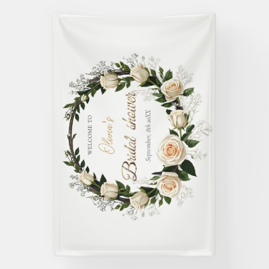 White Roses & Baby’s Breath 横断幕 (縦)