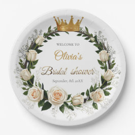 White Roses & Baby’s Breath Bridal Shower ペーパープレート
