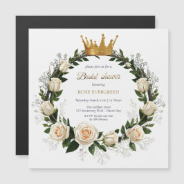 White Roses & Baby’s Breath Bridal Shower マグネット招待状