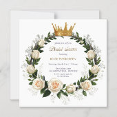 White Roses & Baby’s Breath Bridal Shower マグネット招待状 (正面)