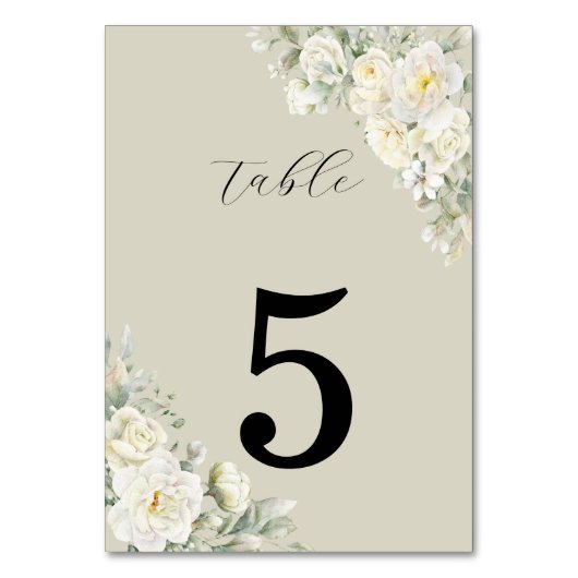 White Roses Beige Table Number テーブルナンバー (正面)