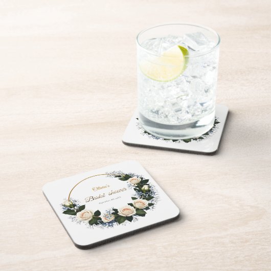 White Roses & Blue Baby’s Breath  コースター (右側)