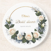 White Roses & Blue Baby’s Breath コースター (正面)