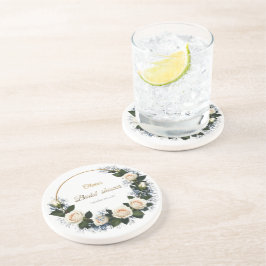 White Roses & Blue Baby’s Breath コースター