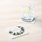 White Roses & Blue Baby’s Breath  スクエアペーパーコースター (インサイチュ)