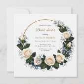 White Roses & Blue Baby’s Breath Bridal Shower 招待状 (正面)