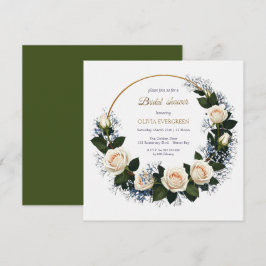 White Roses & Blue Baby’s Breath Bridal Shower 招待状