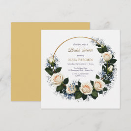 White Roses & Blue Baby’s Breath Bridal Shower 招待状