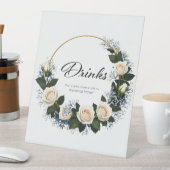 White Roses & Blue Baby’s Breath Drinks 台座サイン (インサイチュ)