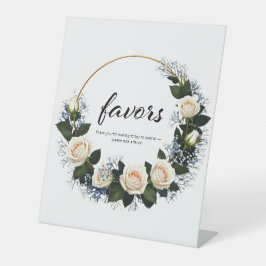 White Roses & Blue Baby’s Breath Favor 台座サイン