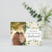 White Roses Bridesmaid Proposal Card with Photo ポストカード (スタンド正面)