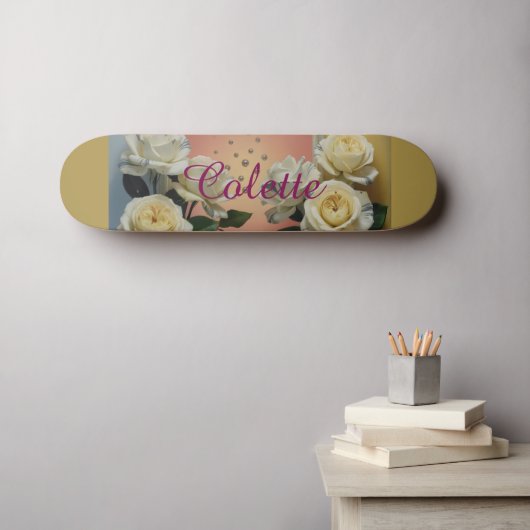 White Roses Colette Gold Skateboard スケートボード (ウォールアート (横))