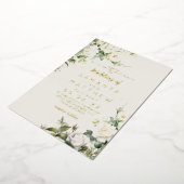 White Roses Elegant Flower Wedding  箔招待状 (回転した状態)