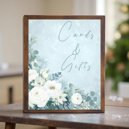 White Roses Eucalyptus Wedding Card Gift Sign フォトプリント
