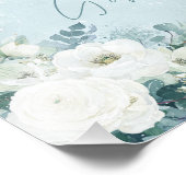 White Roses Eucalyptus Wedding Card Gift Sign フォトプリント (角)