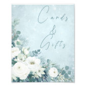 White Roses Eucalyptus Wedding Card Gift Sign フォトプリント (正面)