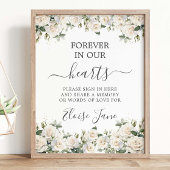 White Roses Floral Memorial Funeral Memory Table ポスター
