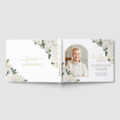 White Roses Floral Memorial Funeral Photo Picture ゲストブック (全面)