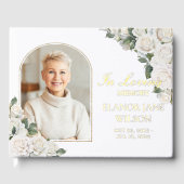 White Roses Floral Memorial Funeral Photo Picture ゲストブック (正面)