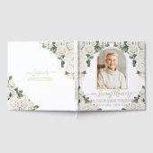 White Roses Floral Memorial Funeral Photo Picture ゲストブック (全面)