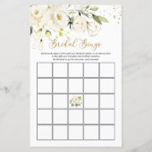 White Roses Foliage Bridal Bingo Game (正面)