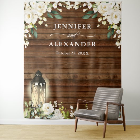 White Roses Greeneryの写真結婚ブースの背景 タペストリー (インサイチュ)