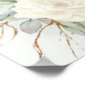 White Roses Greenery Alphabetical Seating Chart ポスター (角)