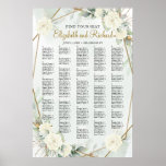 White Roses Greenery Alphabetical Seating Chart ポスター<br><div class="desc">White Roses Greenery Alphabetical Wedding Seating Chart,  Contact me for matching items or for customization,  Blush Roses ©</div>