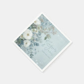 White Roses Hellebores Silver Eucalyptus Wedding スタンダードカクテルナプキン (角)