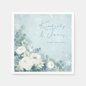 White Roses Hellebores Silver Eucalyptus Wedding スタンダードカクテルナプキン (正面)