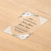 White Roses Lace Islamic Muslim Wedding アクリル招待状 (レイダウン)